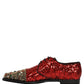 Dolce & Gabbana Red Sequin Embellished Men Derby Dress Shoes