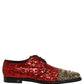 Dolce & Gabbana Red Sequin Embellished Men Derby Dress Shoes