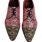 Dolce & Gabbana Pink Sequin Embellished Men Derby Dress Shoes
