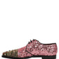 Dolce & Gabbana Pink Sequin Embellished Men Derby Dress Shoes