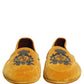 Dolce & Gabbana Yellow Velvet Crown Embroidery Loafers Shoes
