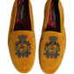 Dolce & Gabbana Yellow Velvet Crown Embroidery Loafers Shoes