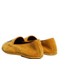 Dolce & Gabbana Yellow Velvet Crown Embroidery Loafers Shoes