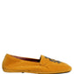 Dolce & Gabbana Yellow Velvet Crown Embroidery Loafers Shoes
