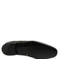 Dolce & Gabbana Black Silver Embellished Slip On Loafers Shoes