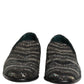 Dolce & Gabbana Black Silver Embellished Slip On Loafers Shoes