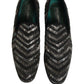 Dolce & Gabbana Black Silver Embellished Slip On Loafers Shoes