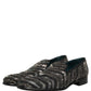 Dolce & Gabbana Black Silver Embellished Slip On Loafers Shoes