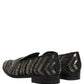 Dolce & Gabbana Black Silver Embellished Slip On Loafers Shoes