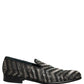 Dolce & Gabbana Black Silver Embellished Slip On Loafers Shoes