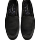 Dolce & Gabbana Black Satin Logo Slip On Flats Loafers Shoes