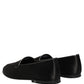 Dolce & Gabbana Black Satin Logo Slip On Flats Loafers Shoes