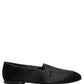 Dolce & Gabbana Black Satin Logo Slip On Flats Loafers Shoes