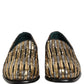Dolce & Gabbana Gold Striped Sequin Embellished Loafer Shoes
