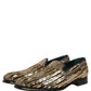 Dolce & Gabbana Gold Striped Sequin Embellished Loafer Shoes
