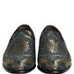 Dolce & Gabbana Black Floral Brocade Slip On Loafers Shoes