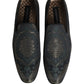 Dolce & Gabbana Black Floral Brocade Slip On Loafers Shoes