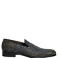 Dolce & Gabbana Black Floral Brocade Slip On Loafers Shoes
