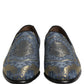 Dolce & Gabbana Blue Floral Brocade Slip On Loafers Shoes