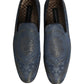 Dolce & Gabbana Blue Floral Brocade Slip On Loafers Shoes