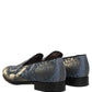 Dolce & Gabbana Blue Floral Brocade Slip On Loafers Shoes