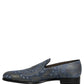 Dolce & Gabbana Blue Floral Brocade Slip On Loafers Shoes