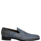 Dolce & Gabbana Blue Floral Brocade Slip On Loafers Shoes
