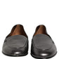 Dolce & Gabbana Silver Leather DG Logo Slip On Loafers Shoes