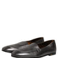 Dolce & Gabbana Silver Leather DG Logo Slip On Loafers Shoes