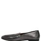 Dolce & Gabbana Silver Leather DG Logo Slip On Loafers Shoes