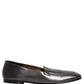 Dolce & Gabbana Silver Leather DG Logo Slip On Loafers Shoes