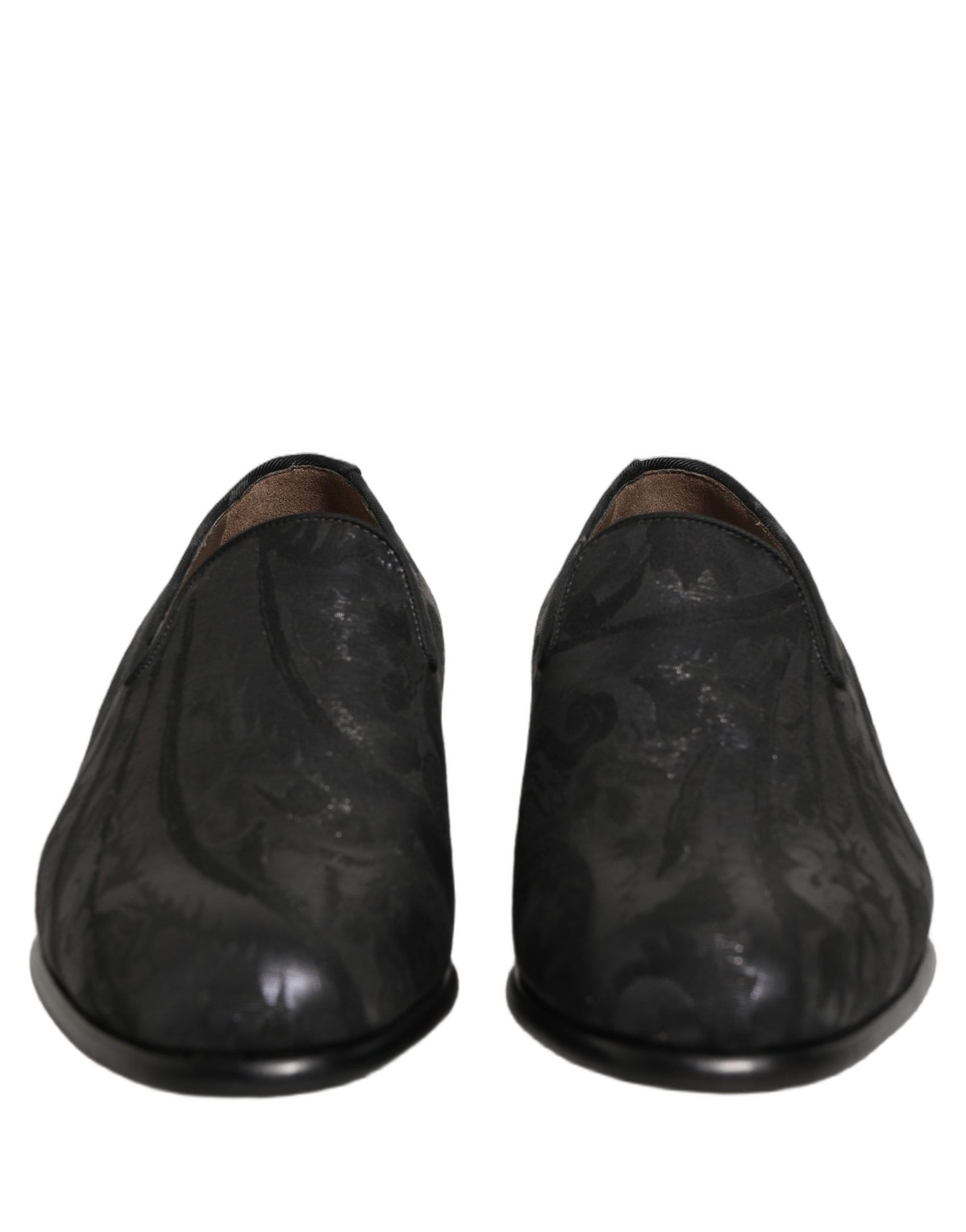 Dolce & Gabbana Black Brocade Men Slip On Dress Loafers Shoes
