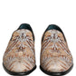 Dolce & Gabbana Beige Brocade Men Slip On Dress Loafers Shoes