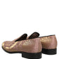 Dolce & Gabbana Pink Brocade Men Slip On Dress Loafers Shoes