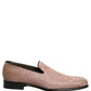 Dolce & Gabbana Pink Brocade Men Slip On Dress Loafers Shoes