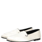 Dolce & Gabbana White Satin Logo Slip On Flats Loafers Shoes