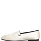 Dolce & Gabbana White Satin Logo Slip On Flats Loafers Shoes