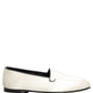 Dolce & Gabbana White Satin Logo Slip On Flats Loafers Shoes