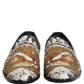 Dolce & Gabbana White Gold Sequined Slip On Loafers Shoes