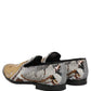 Dolce & Gabbana White Gold Sequined Slip On Loafers Shoes