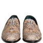 Dolce & Gabbana Gold Brocade Baroque Men Loafers Shoes