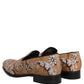 Dolce & Gabbana Gold Brocade Baroque Men Loafers Shoes