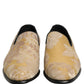 Dolce & Gabbana Gold Floral Print Jacquard Men Loafers Shoes