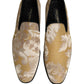 Dolce & Gabbana Gold Floral Print Jacquard Men Loafers Shoes