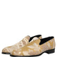 Dolce & Gabbana Gold Floral Print Jacquard Men Loafers Shoes