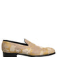 Dolce & Gabbana Gold Floral Print Jacquard Men Loafers Shoes