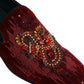 Dolce & Gabbana Maroon Sequin Gemstone Dress Loafers Shoes