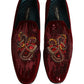 Dolce & Gabbana Maroon Sequin Gemstone Dress Loafers Shoes