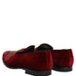 Dolce & Gabbana Maroon Sequin Gemstone Dress Loafers Shoes