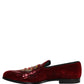 Dolce & Gabbana Maroon Sequin Gemstone Dress Loafers Shoes